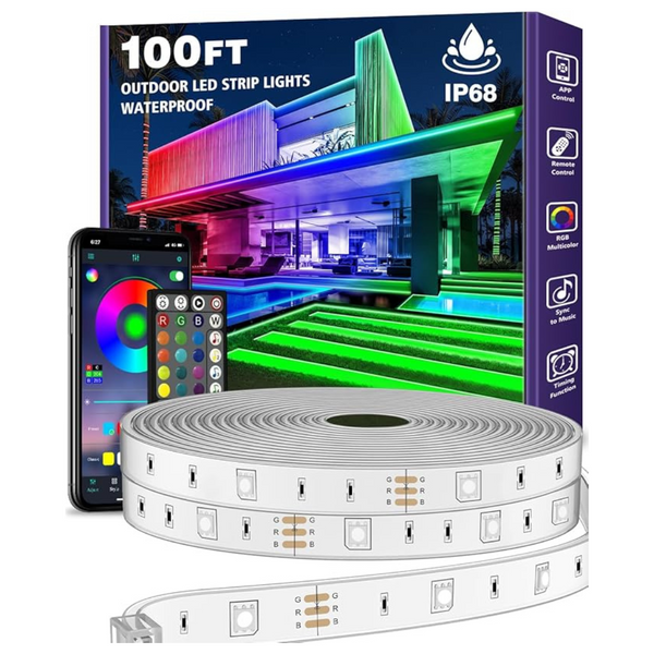 100ft Bluetooth Music Sync LED Strip Lights With Remote Control
