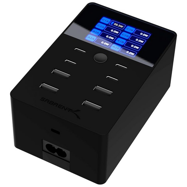 SABRENT 252W Fast Charging 8-Port USB PD 3.0 Charger With LCD Display