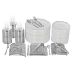 Prestee 600 Pcs Elegant Plastic Disposable Dinnerware Set For 100 Guests