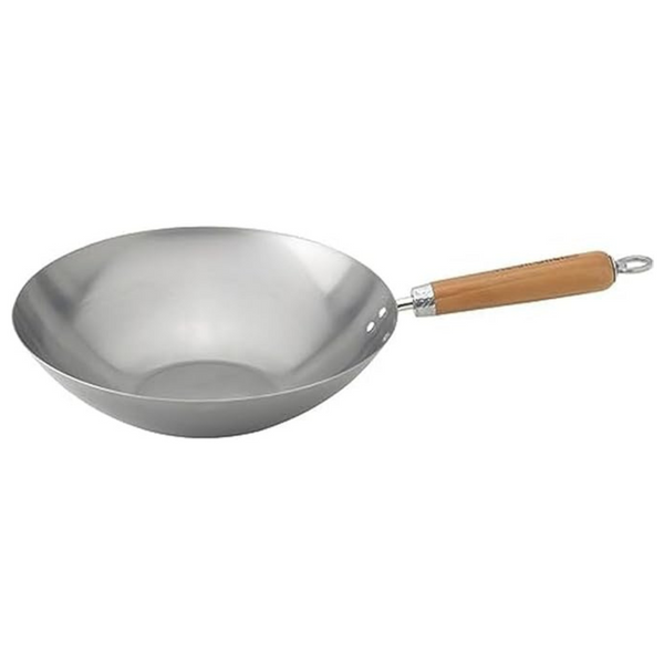 Helen's Asian Kitchen Nonstick Flat Bottom 13.5" Carbon Steel Wok Pan