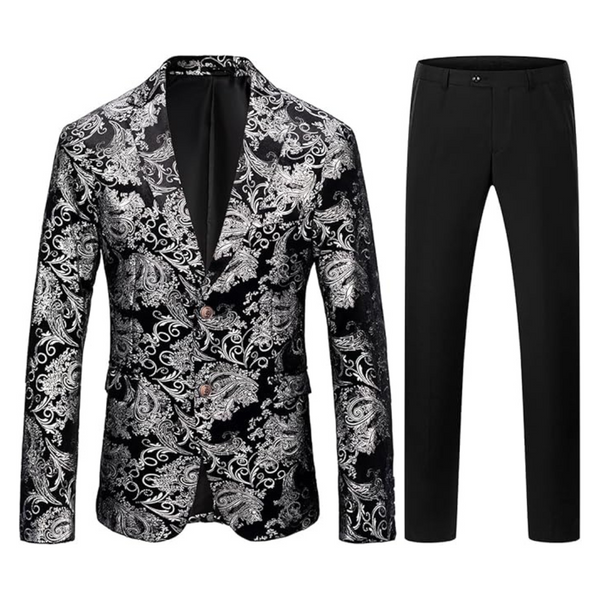 2-Piece Tronstore Men's Slim Fit Velvet Suit Set
