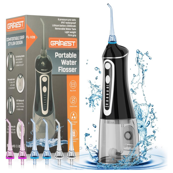 Grinest Rechargeable IPX7 Waterproof Water Dental Flosser Pick