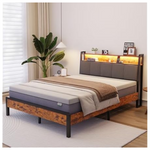 Novilla Storage Headboard Platform Full Size Metal Bed Frame