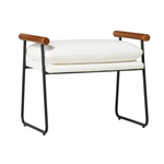 Cushioned Metal & Wood Ottoman