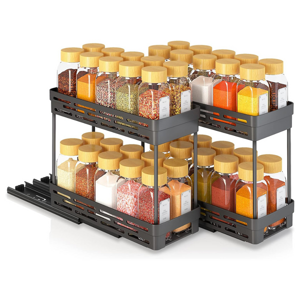2-Pack Pull Out 2 Tier Spice Rack Organizer