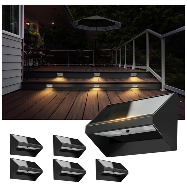 6-Pack Outside Waterproof Powered Deck Warm White Solar Stair Lights
