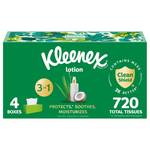 Kleenex Lotion Facial Tissues With Coconut Oil (4 Flat Boxes, 180 Tissues Per Box, 3-Ply)