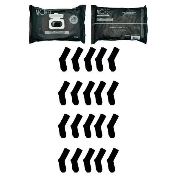 20-Pairs Jacques Moret Men's Black Dress Crew Socks