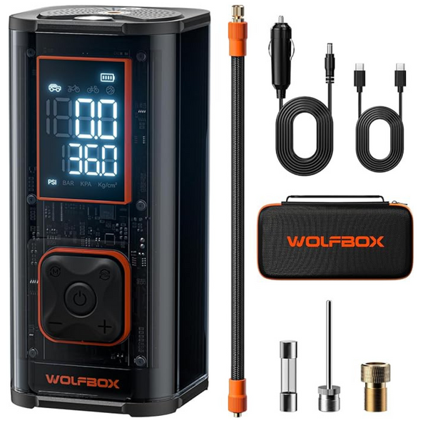 Wolfbox 12000mAh&150PSI Heavy Duty Tire Inflator Portable Air Compressor