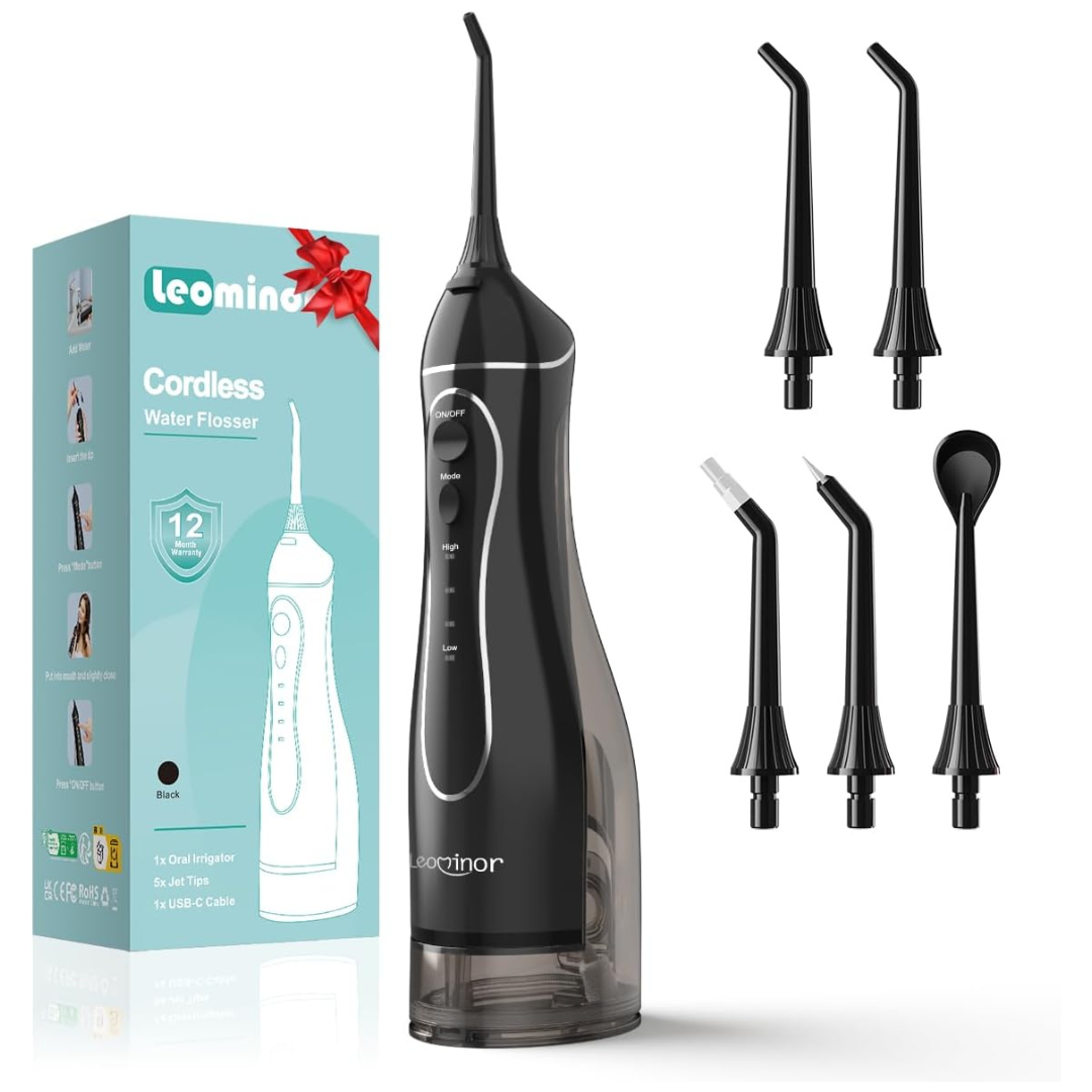 300ML Rechargeable Water Dental Flosser w/ 5 Replacement Heads