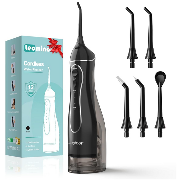 300ML Rechargeable Water Dental Flosser w/ 5 Replacement Heads