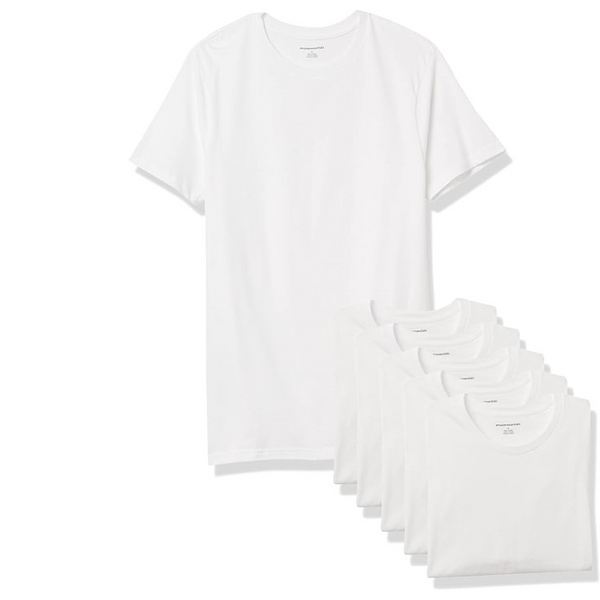 6-Pack Amazon Essentials Men's Crewneck Undershirt (2 Colors)