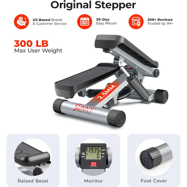 Sunny Health & Fitness Mini Steppers with Digital Monitor for Exercise