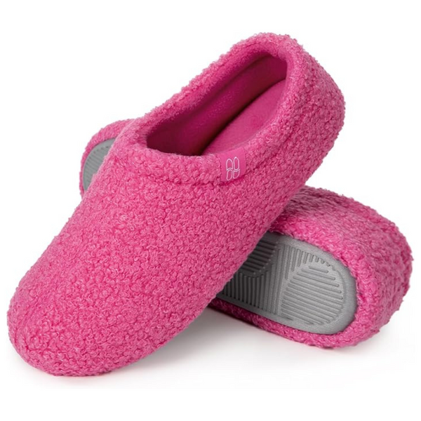 HomeTop Women's Fuzzy Curly Fur Memory Foam Loafer Slippers