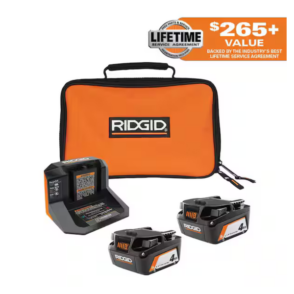 18V Lithium-ion (2) 4.0 Ah Battery Starter Kit W/ Charger & Bag