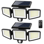 2-Pack 2500-Lumen Solar Outdoor LED Lights W/ Motion & Remote