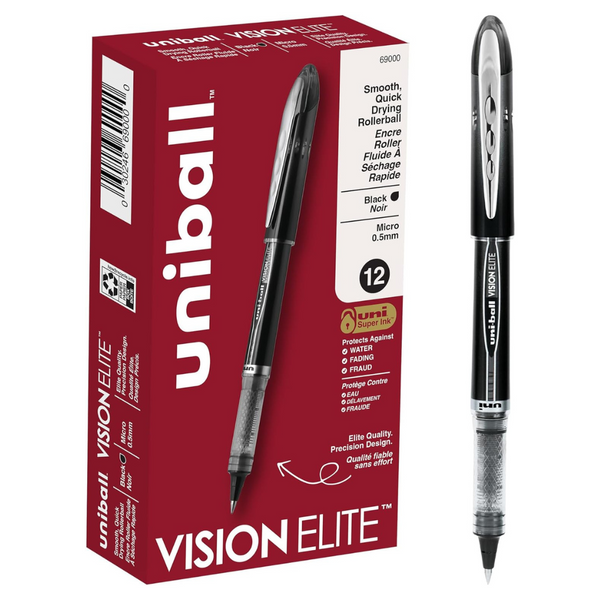 12-Count Uniball Vision Elite Rollerball Pens