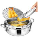 Durable 2.2 L 304 Stainless Steel Nonstick Deep Fryer Pot W/ Tong
