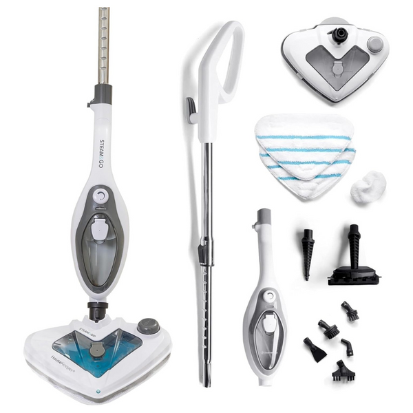 10-in-1 Floor Steamer With Detergent Chamber & Detachable Handle