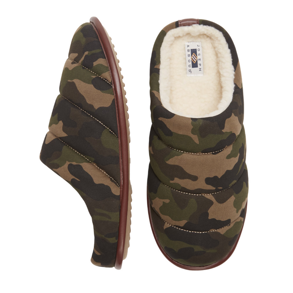 Joseph Abboud Camo Jersey Quilted Clog Slippers