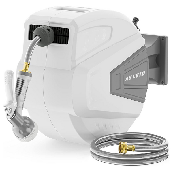 1/2" x 100ft Wall Mounted Retractable Garden Hose Reel