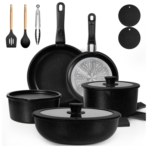 20-Piece Kikcoin Non Stick Cookware Sets With Detachable Handle