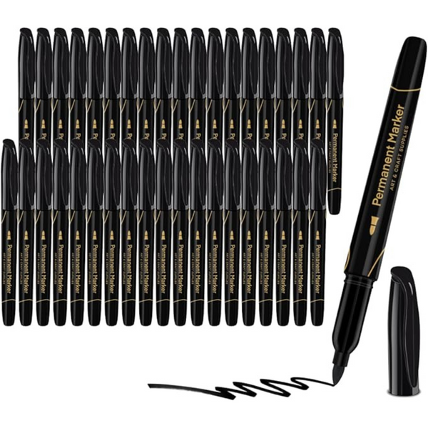 40-Pcs Black Quick-Dry Permanent Markers