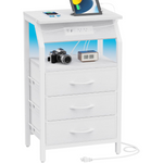 Small Side Table Dresser with Charging Station