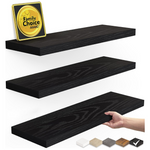 Set of 3 Wood Floating Shelves - 15"