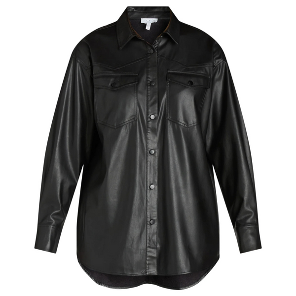 Sofia Jeans Women's Sofia Oversized Faux Leather Boyfriend Shirt