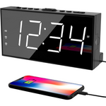 PPLEE Loud LED Big Display Alarm Clock with USB Charging Port