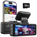 F8 4K GPS WiFi Car Dash Cam with 32GB Card, 3.18" Display