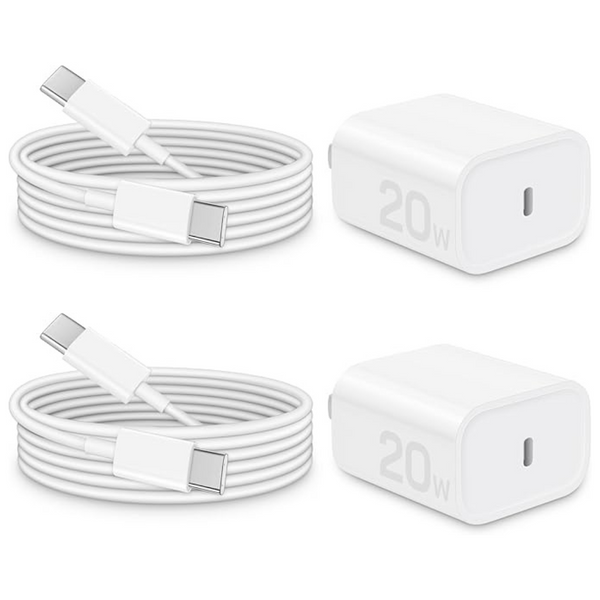 2-Pack iPhone 20W USB C Wall Charger Block With 6ft Cables