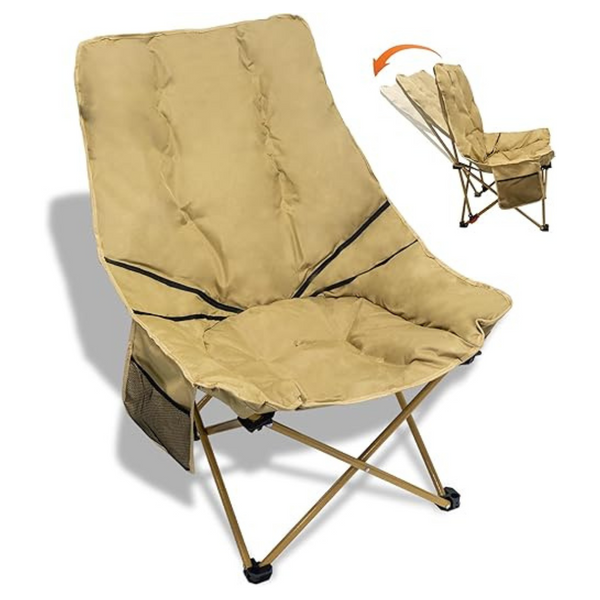 Comfy & Extra Wide Camping Chair W/ Backrest Adjustment Supports 330 Lbs
