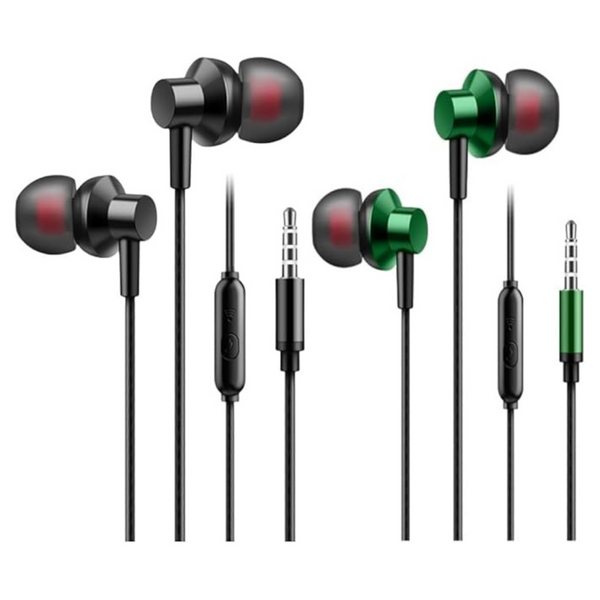 2-Pack Wired 3.5 mm Gaming Subwoofer Earbuds w/ Mic
