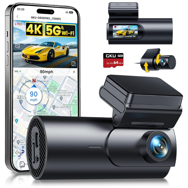 4K+1080P 5.8GHz WiFi & GPS Dash Camera