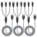 3-Pack 4ft 3-in-1 USB-C/Micro/Lightning Multi Charging Cables