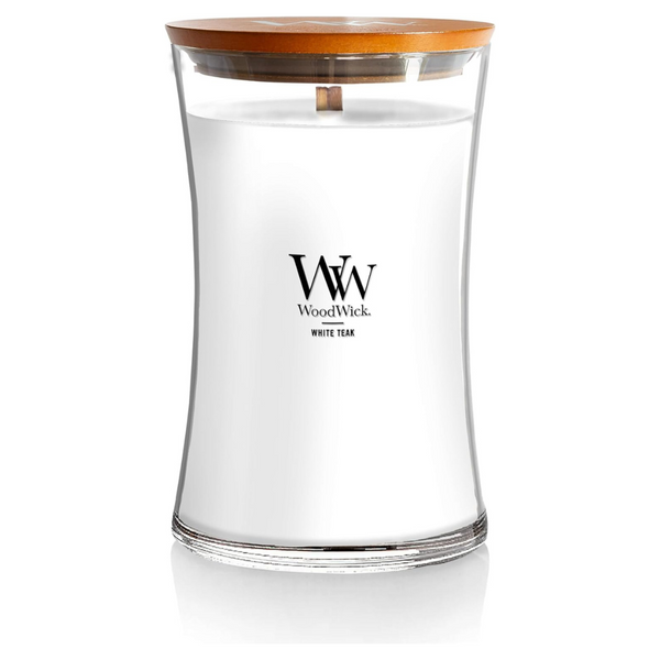 21oz WoodWick White Teak Scented Large Hourglass Candle