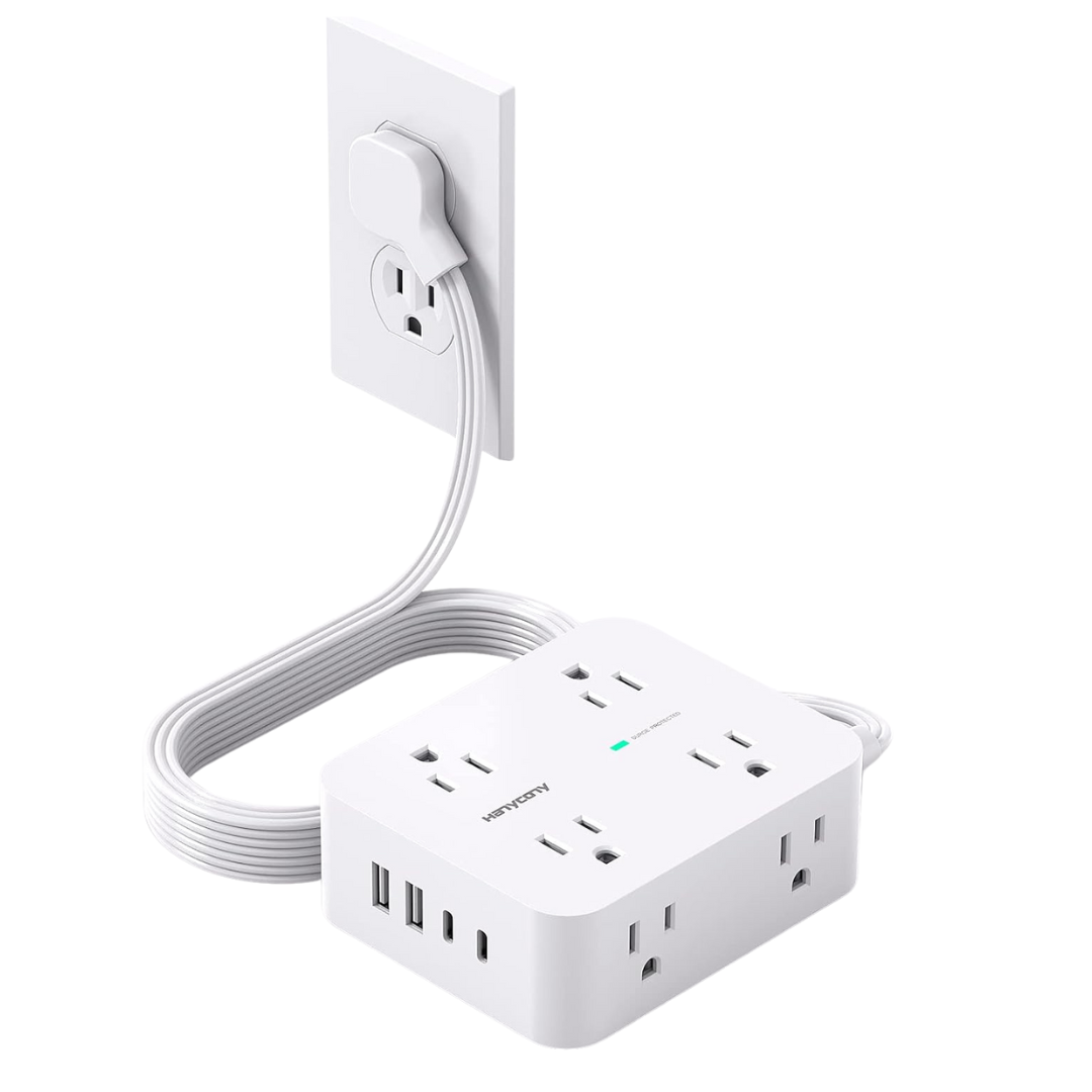Hanycony 5ft Ultra Thin Flat Plug Power Strip Surge Protector