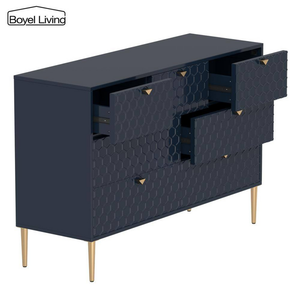 Blue Modern Indoor Accent Storage Cabinet With 7 Drawers