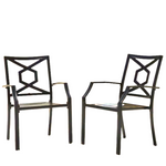 2-Pack Black Stackable Metal Patio Outdoor Dining Chair