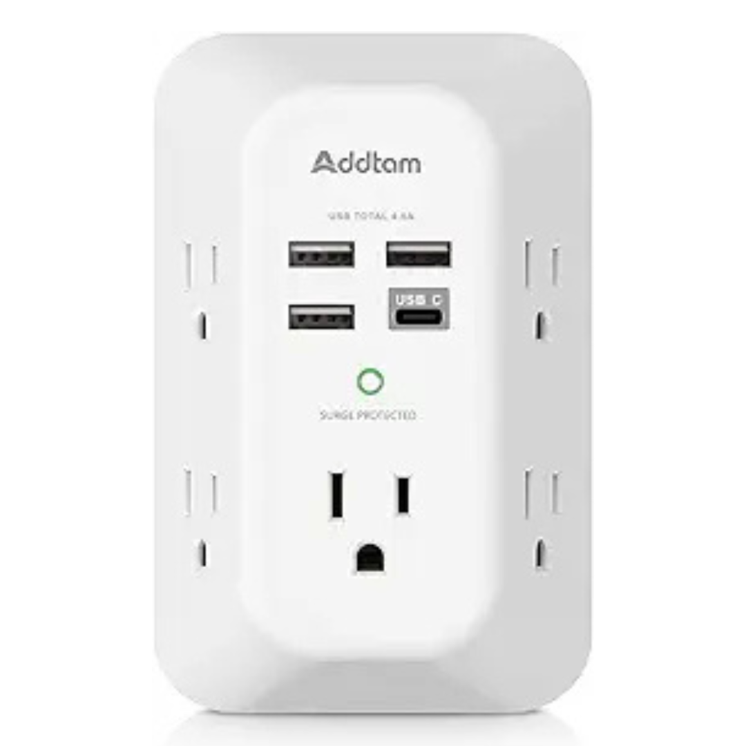 Surge Protector Wall Charger With 5 Outlet & 4 USB Ports