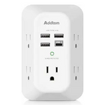 Surge Protector Wall Charger With 5 Outlet & 4 USB Ports