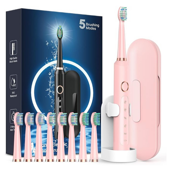 Sonic Electric Toothbrush w/ 5-Modes & 8 Brush Heads (Various)