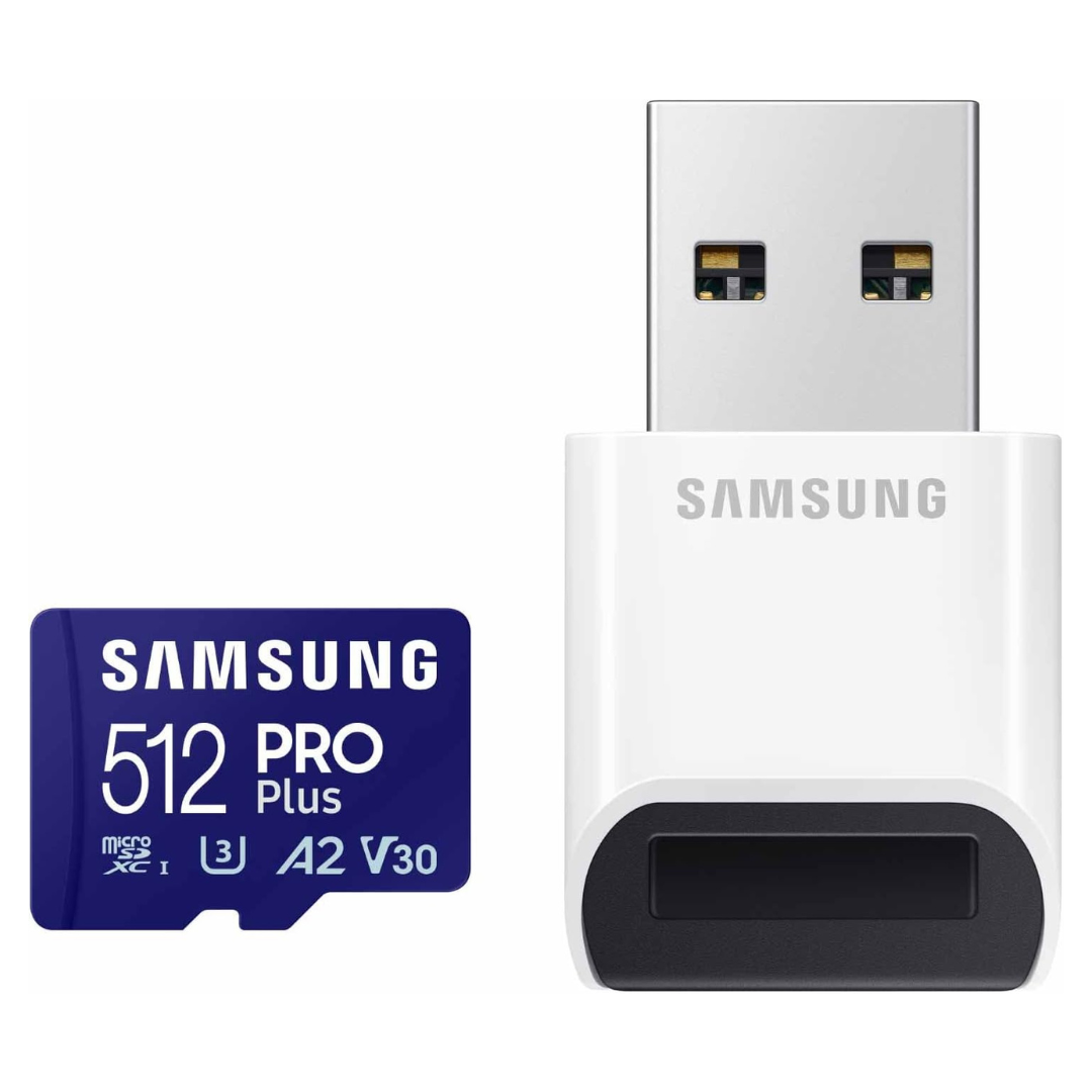 SAMSUNG PRO Plus microSD Memory Card + Reader, 512GB MicroSDXC