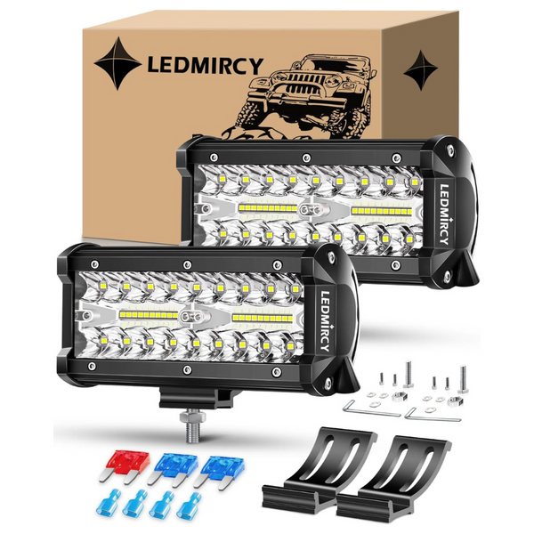 2-Pack 7'' Triple-Row White Off-Road LED Pod Lights