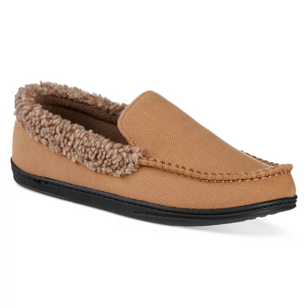 Isotoner Men's Lewis Memory Foam Fleece-Lined Moccasin Slippers (4 Color Options)