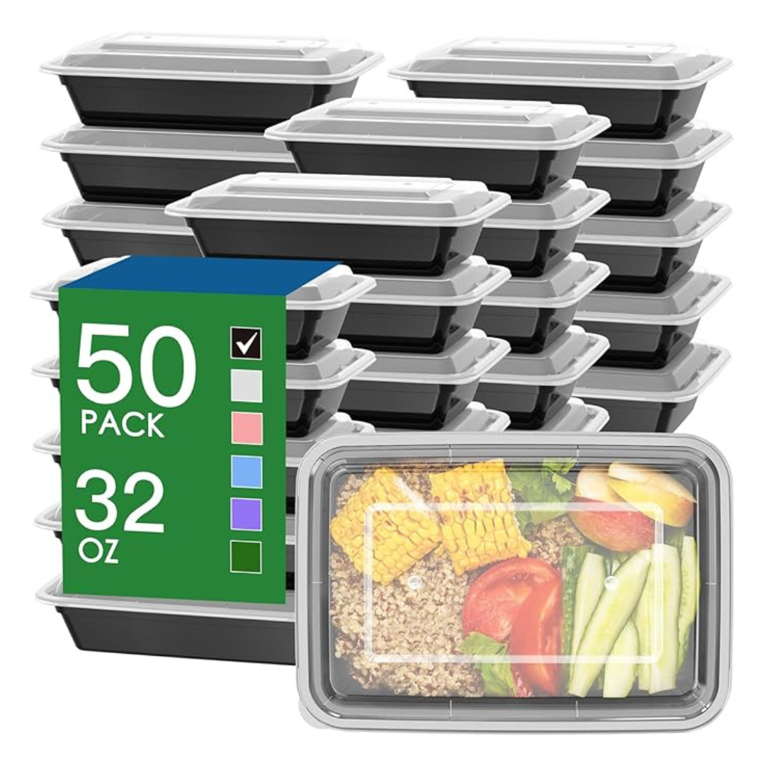 50-Pack (100-Piece) 32-Oz. Meal Prep Container