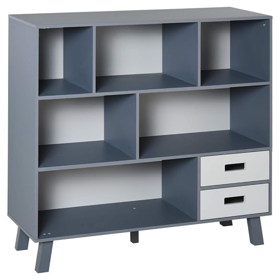 3-Tier Bookcase Chest Open Shelves Storage Furniture With Drawers