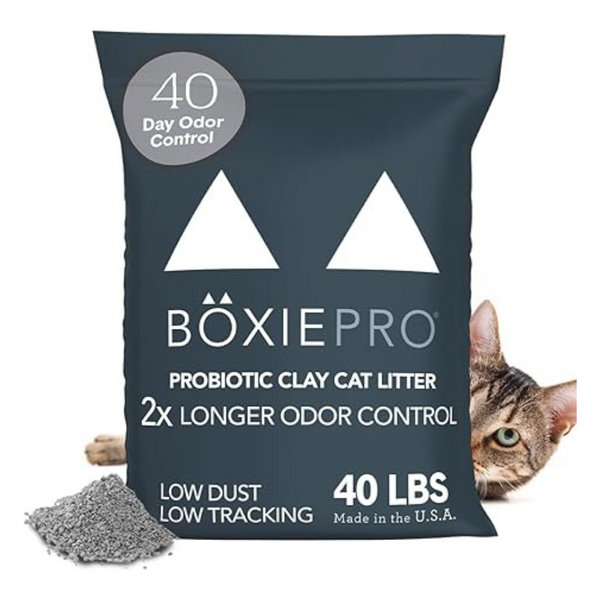 BoxiePro Deep Clean Probiotic Clumping Clay Cat Litter, 40 lb